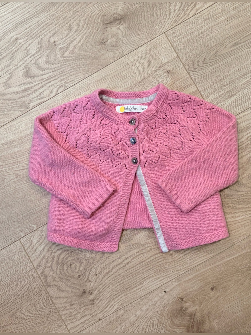 Baby Boden Pink Knit Button-Front Cardigan